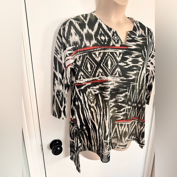 Jess & Jane Contrast Bold Abstract Tribak Print Tunic Top Size L #1704 - Picture 5 of 11